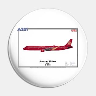 Airbus A321 - Juneyao Airlines "Red" (Art Print) Pin