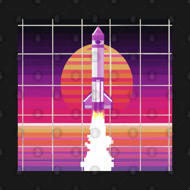 Synthwave grid rocket launch by SJG-digital