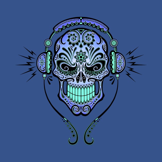 Blue DJ Sugar Skull by jeffbartels