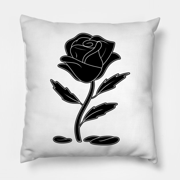 Black Rose Pillow by Not Too Shoddy