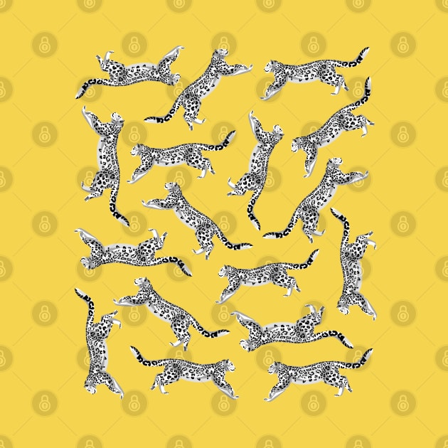 White Snow Leopard Pattern with Mustard Yellow by OneThreeSix