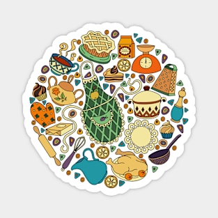 colorful doodle hand drawn kitchen Magnet