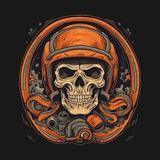 Biker Helmet Octopus Tentacles Skull T-Shirt