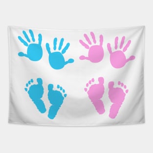 Baby girl, baby boy hand and foot print Tapestry