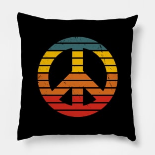 Retro Vintage Hippie Anti-War Peace Sign Pillow