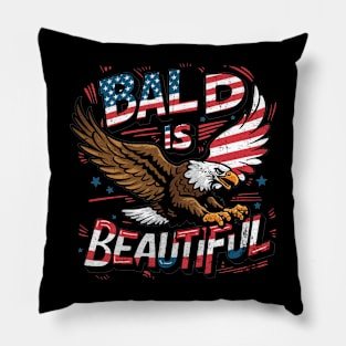 4th of July Bald Is Beautiful Bald Eagle Men Women Gift Pillow