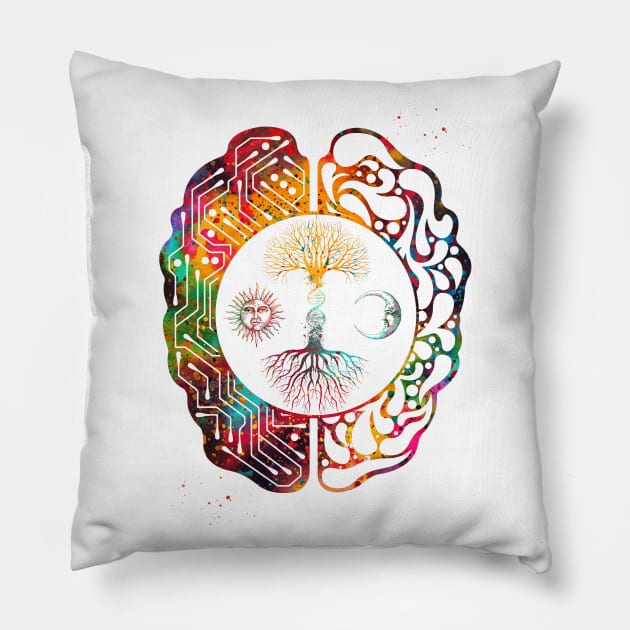 Tree of Life and brain Pillow by erzebeth