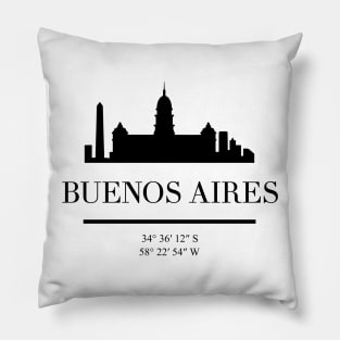 BUENOS AIRES ARGENTINA BLACK SILHOUETTE SKYLINE ART Pillow