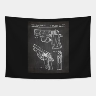 Sig Sauer Pistol Patent - Firearm Enthusiast Gun Lover Art - Black Chalkboard Tapestry