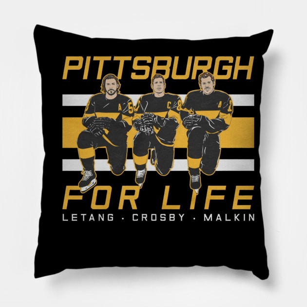 Kris Letang Sidney Crosby & Evgeni Malkin Pittsburgh For Life Pillow by stevenmsparks