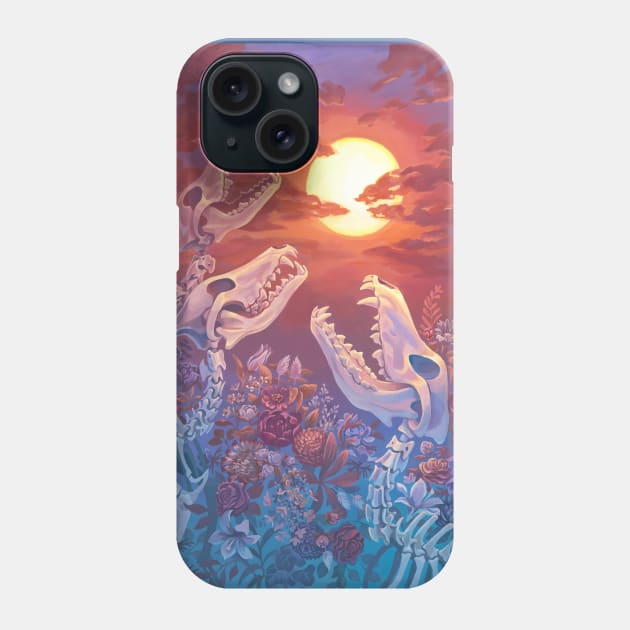 Three Wolf Sun Phone Case by Lisa LaRose Art