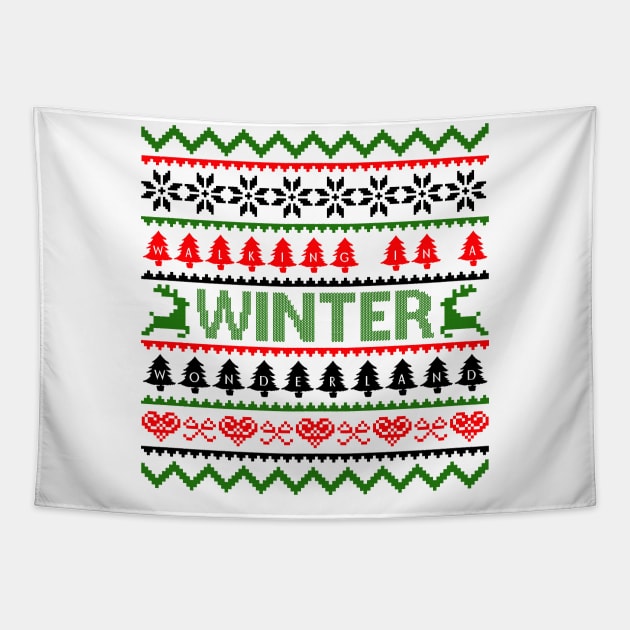 walking on winter wonderland Tapestry by MZeeDesigns