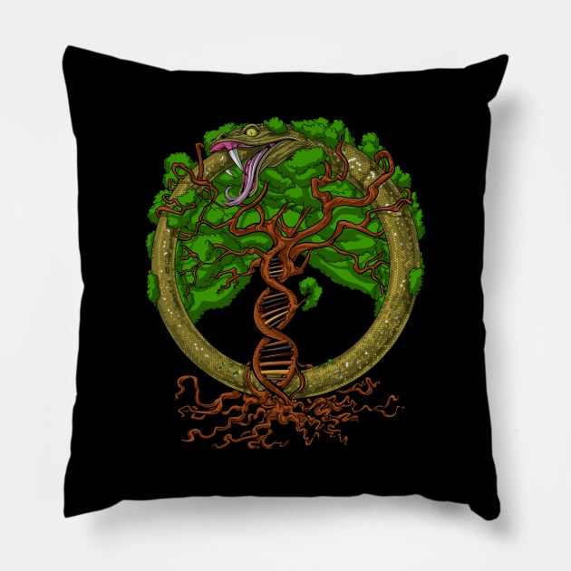 DNA Tree Of Life Ouroboros Pillow by underheaven