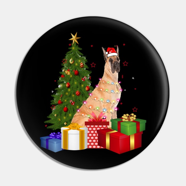 Great Dane Christmas Dog Shirt With Santa Hat Christmas Funny Gift Pin by CoolTees