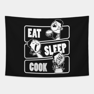 Eat Sleep Cook - Repeat Cooking Chef Culinary Funny Gift print Tapestry