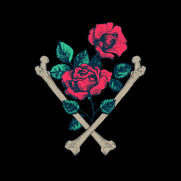 Cross Bones And Roses - Rose - Phone Case