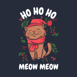 Cute Funny Christmas Cat Meow Meow T-Shirt