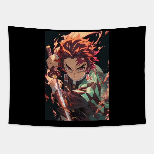 TANJIRO KAMADO MERCH VTG Tapestry by funnymushroomz