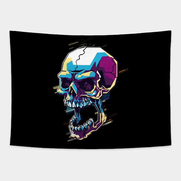 Skull retro80s Tapestry by Sakent