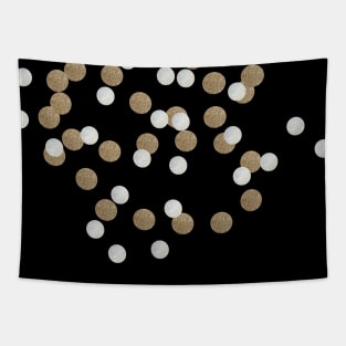 Preppy chic Minimalist geometric black gold confetti Tapestry