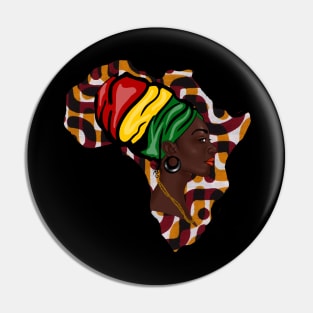 Africa Map, African Woman, Rasta Colors Pin