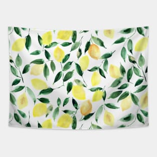 Lemon mint - watercolor lemons italian summer - yellow citrus Tapestry