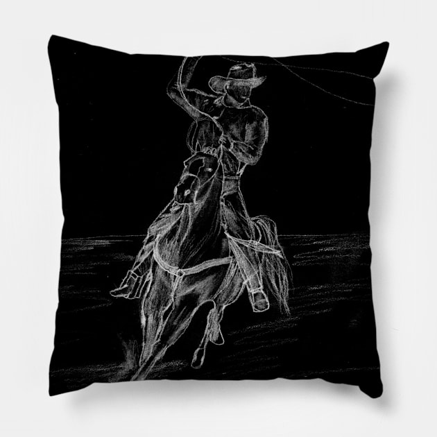 Cowboy Roping Pillow by Packrat