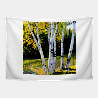 Birch Trees in Autumn Tapestry