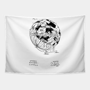 Globe Vintage Patent Hand Drawing Tapestry