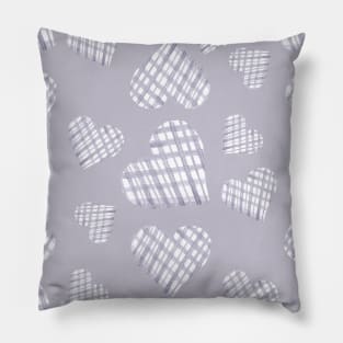 Grey Check Hearts Pillow