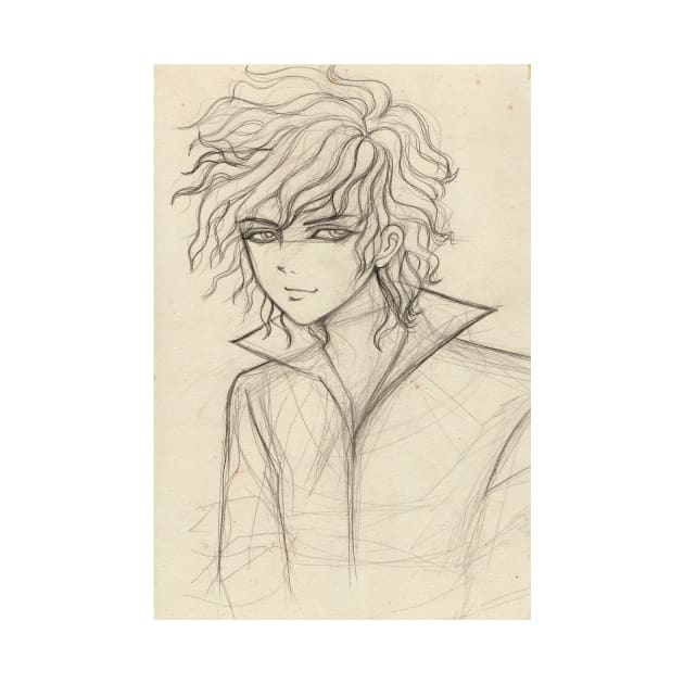 Sketch of a curly hair boy by alien3287