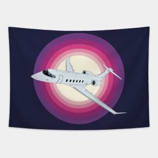 Bombardier Challenger 350 Jet Sunrise Retro Aviation Design Tapestry