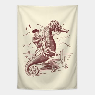 Cowboy Riding Seahorse Tapestry