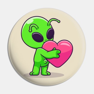 Cute Alien Hug Love Heart Cartoon Pin