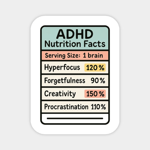 ADHD Nutrition Facts Magnet by Fauzi's Store