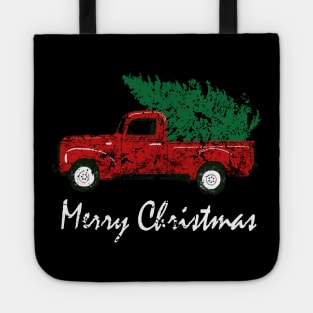 Merry Christmas Retro Vintage Red Truck Tote