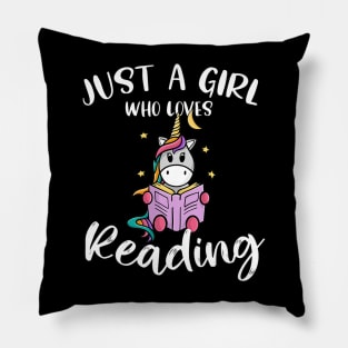 Just a Girl Who Loves Reading Funny unicorn and book lovers Pillow