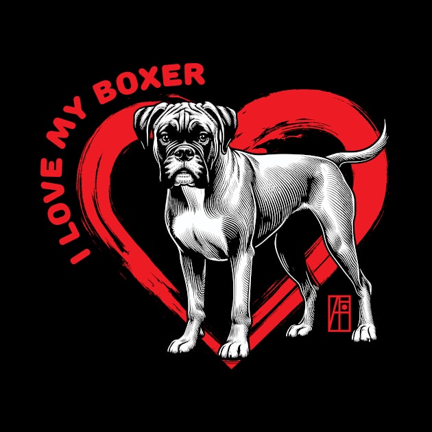 I Love My Boxer - I Love my dog - Balanced dog by ArtProjectShop