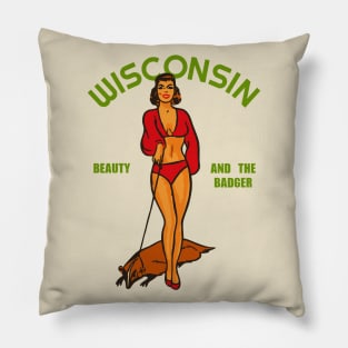 Beauty and the Badger // Retro Wisconsin Pride Pillow