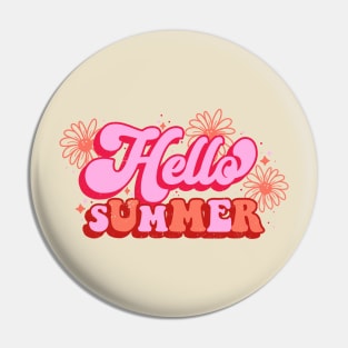 Hello Summer Groovy Outfit Retro Vintage watermelon color Pin