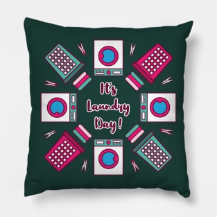 It's Laundry Day Mandala | Green Pink | Dark Green Pillow