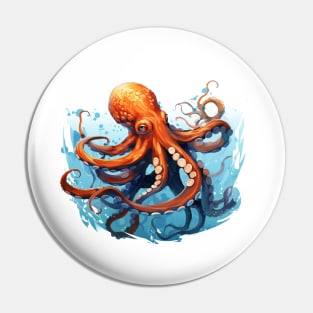 Orange Octopus Pin