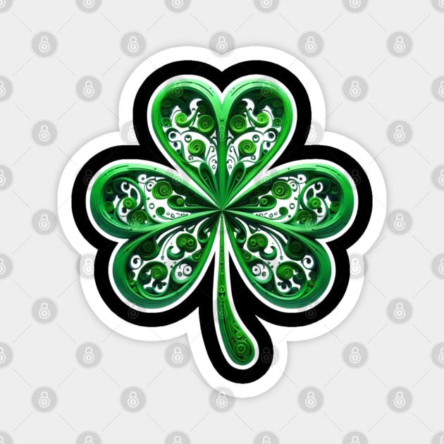 Small Green Shamrock Magnet by Creatifly Graphic Tees