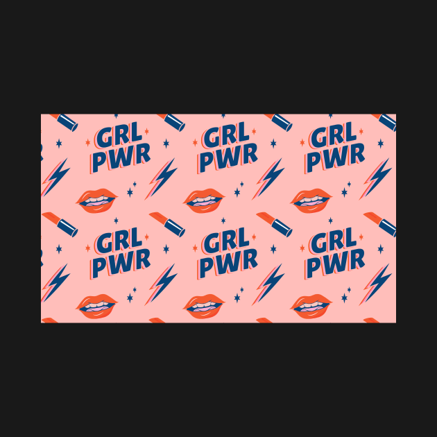 Girl Power Lips Lipstick Social Distancing Pink Red Blue FaceMask for Fierce Women by gillys