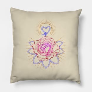 Flower Heart colorful tattoo art style Pillow
