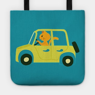 Cat driving car Tote