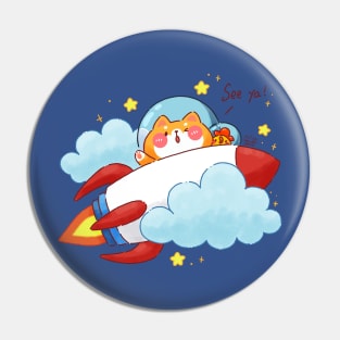 Shiba Inu Rocket Space Pin