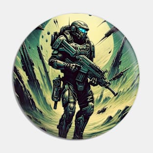 Helldivers style Sci fi soldier Pin