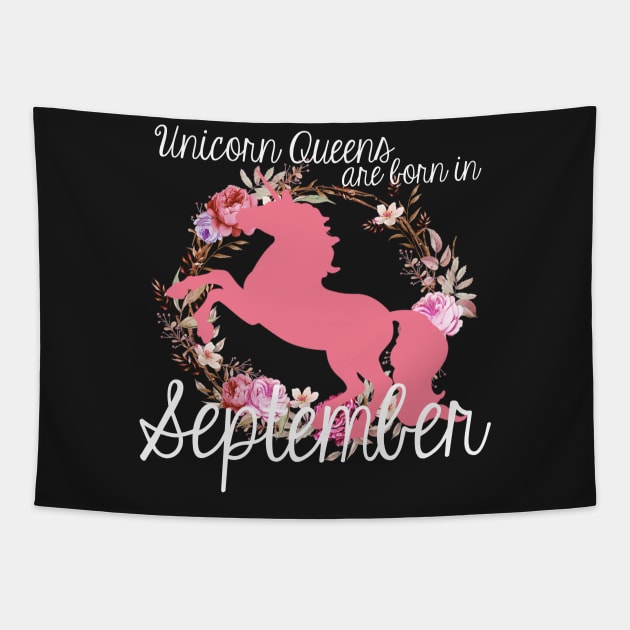 Unicorn Queens are Born In September Tapestry by AlienClownThings