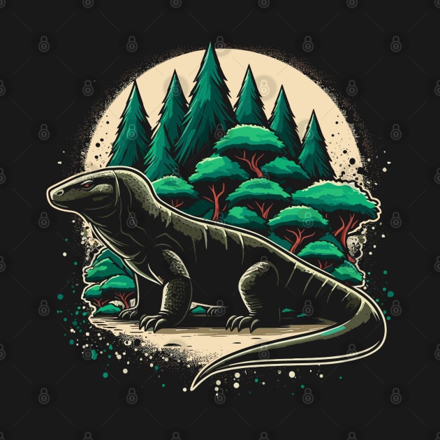 big komodo on green forest night by alan gaming store